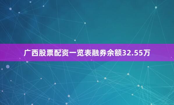广西股票配资一览表融券余额32.55万